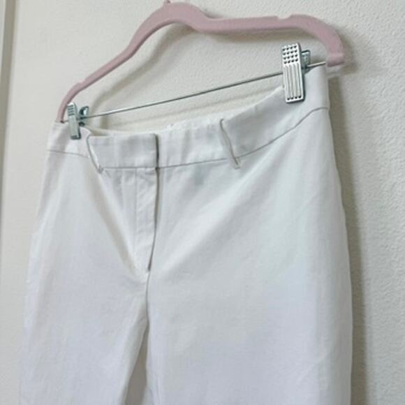 Theory Cropped Pants White Size 10 Cotton Blend Minimalist Classic Workwear - Picture 4 of 6